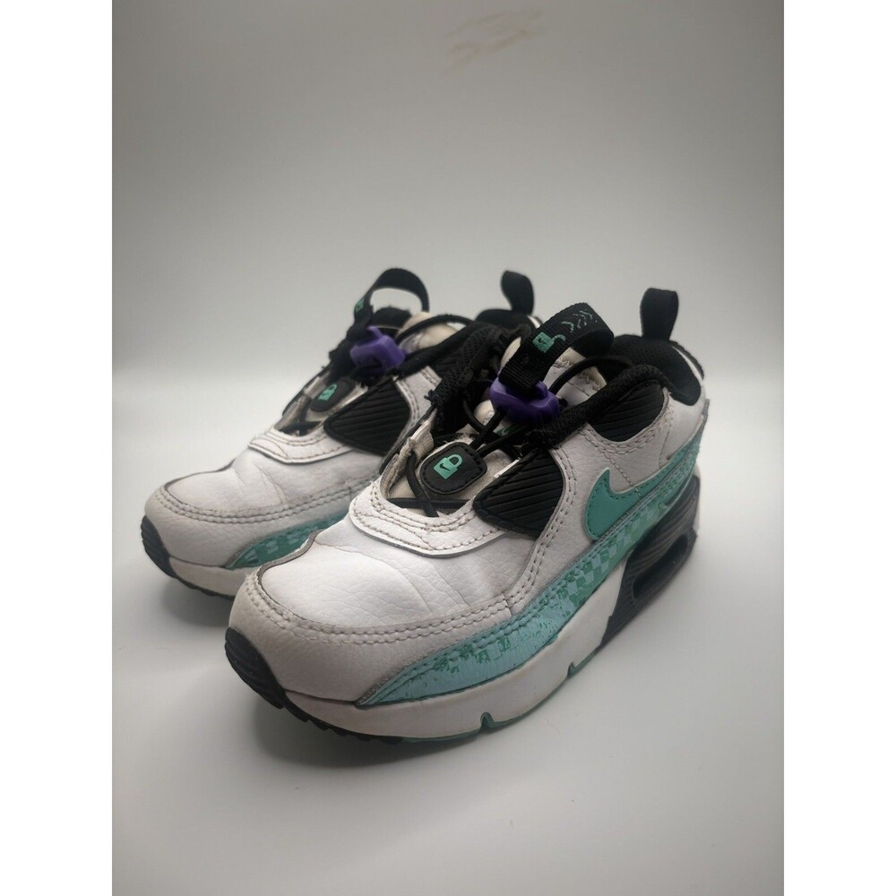 Nike Air Max 90 Toggle SE DN3264-100 White Black Green Purple Kids Size 12C